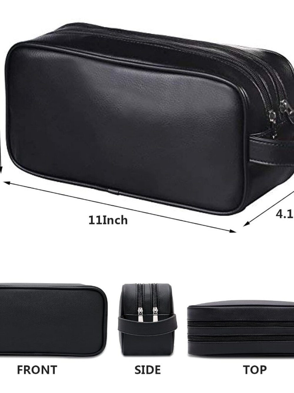Soft PU Leather Zipped Travel Toiletry Bag Mens Ladies Supply Toiletry Bag CaseB - Picture 3 of 7